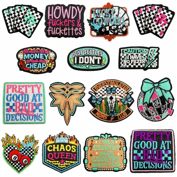 Wholesale Y2K Punk Embroidered Patch Set DIY Iron-On Fashion Accessory for Clothing Bags Gift