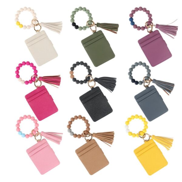 oly-633d668b9368d7f377c27bebff44fb89 Wholesale PU Tassel Keychain with Leopard Print Silicone Beads Stylish Accessory