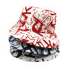Wholesale Double Sided Bucket Hat with Letter Graffiti Chic Sun Protection Casual Hat for Women