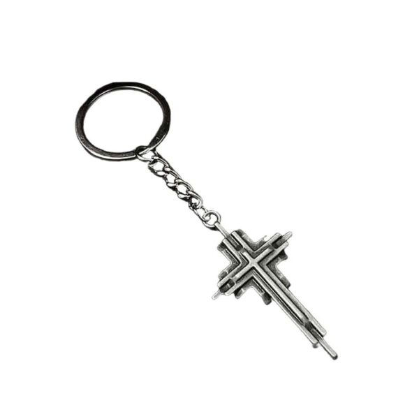 Wholesale Vintage 3D Cross Keychain Pendant Punk Style Metal Key Ring Accessory