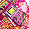 oly-637cbcf5b58952b05dc628630da16063 Wholesale Trendy Pink Retro Record Player Game Console Embroidered Patch for Shoes Hats Boutique Gift