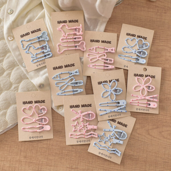 oly-63a8a0c3d6e563e5750e025b1a884d0d Wholesale Polka Dot Flower Puppy Duckbill Hair Clips 3 Pack, Metal Spray Paint Hair Accessory for Everyday Use