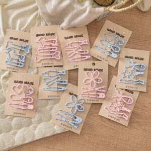 Wholesale Polka Dot Flower Puppy Duckbill Hair Clips 3 Pack, Metal Spray Paint Hair Accessory for Everyday Use