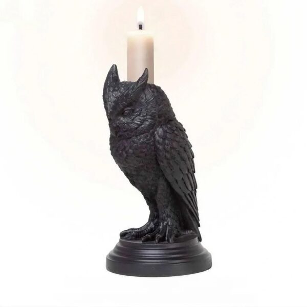 Wholesale Gothic Halloween Owl Candlestick Table Top Decorative Resin Craft Ornament for Party Gift Resale