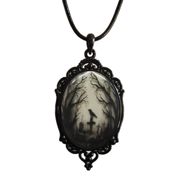 Wholesale Vintage Gothic Crow Necklace Pendant Zinc Alloy Halloween Jewelry Fashion Accessory