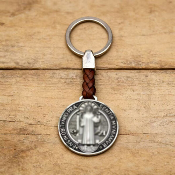 oly-6409165a9d84b09634e63c56172cd1b3 Wholesale St. Benedict Keychain Pendant Leather Rope Bag Charm Fashion Accessory Gift