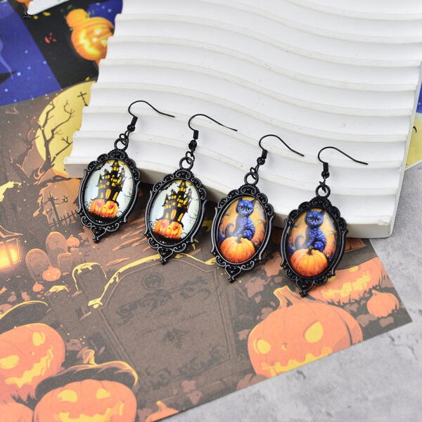 oly-640c24317f0c154a0dc623ccc34cca47 Wholesale Zinc Alloy Halloween Pendant Earrings Ghost Castle Pumpkin Theme Party Wear