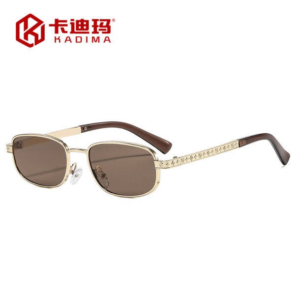 Wholesale Gold Metal Square Frame Sunglasses UV400 Gray Lens Trendy Sunwear for Women