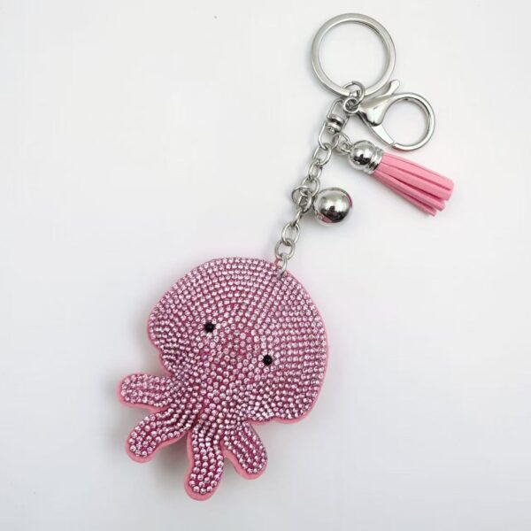 Wholesale Sea Cartoon Octopus Crystal Rhinestone Keychain Zinc Alloy Bag Charm Gift