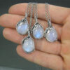 Wholesale Vintage Moonstone Drop Necklace Alloy Water Wave Chain Wedding Jewelry Gift