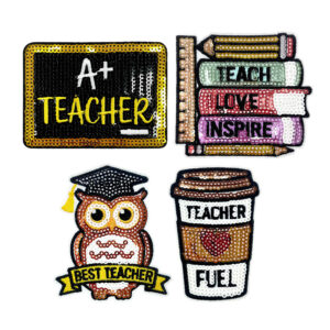 Wholesale Sequins Iron On Patch Owl Book Design Fashion DIY Accessory