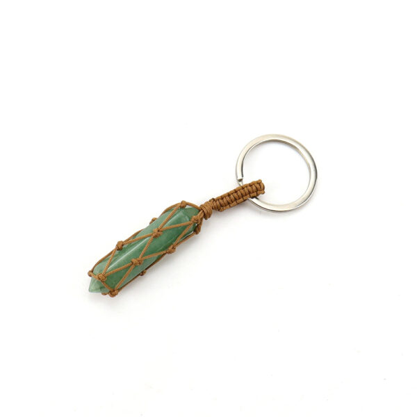 Wholesale Pastoral Style Hand-Woven Crystal Keychain Pendant - Metal & Natural Crystal Bag Charm for Gift or Fashion Accessory