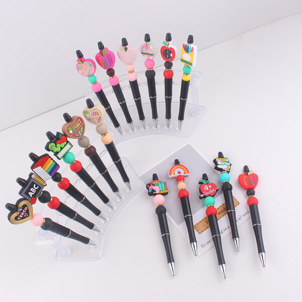 oly-6476c9f577398add88f2320b20316d39 Wholesale Handmade Rainbow DIY Beaded Pen - Silicone & Plastic Beads, Craft Supply & Teacher Gift