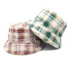 Wholesale Plaid Plush Bucket Hat Winter Chic Fashion Accessory Gift for Women