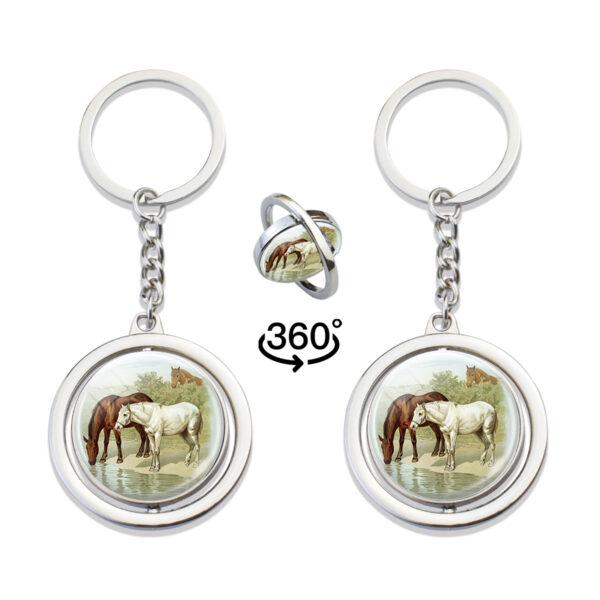 oly-64a5993cda5c2abf396b747d21c9557f Wholesale Metal Horse Keychain Stress Relief Rotating Key Ring Gift Boutique Resale Car Key Accessory
