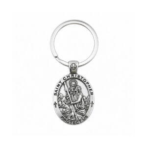 Wholesale Retro Saint Michael and Saint Christopher Metal Keychain Pendant Fashion Accessory Gift