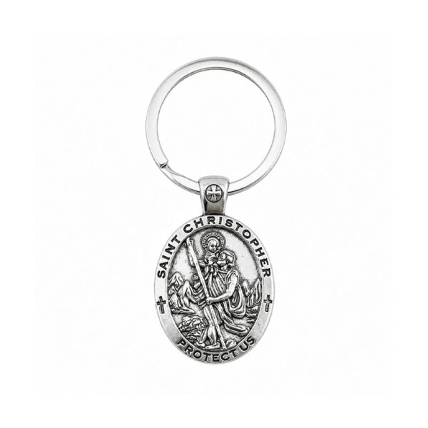 Wholesale Retro Saint Michael and Saint Christopher Metal Keychain Pendant Fashion Accessory Gift