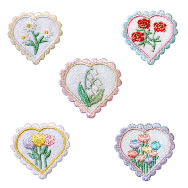oly-64d17e3e5e4be65c42903d444cc298d3 Wholesale Stylish Flower Love DIY Patch - Polyester Thread Self-Adhesive Embroidery Patch for Bags, Clothing, and Headwear