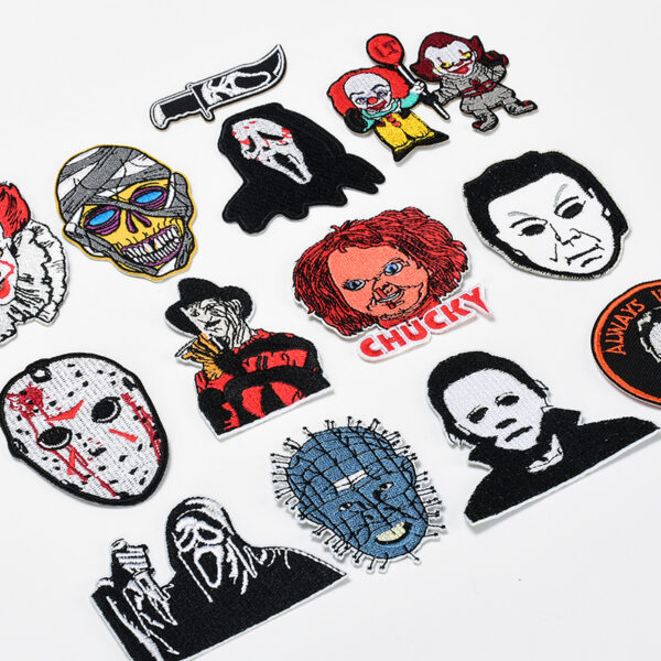oly-64d27b52cf07e32581fca11809009a32 Wholesale Twill Halloween Patch Embroidered Clown Applique DIY Bag Jacket Accessory