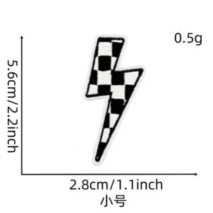 Small lightning black and white plaid cloth patch