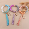 oly-64f6e14755604995b4d430931f52c8bd Wholesale European Style Silicone Bead DIY Bracelet Keychain with Leather Tassel Fashion Jewelry Accessory Gift