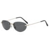 oly-6514b72c4fba8866dd960823489e52e7 Wholesale Chic Retro Oval Frameless Sunglasses UV400 Silver Frame Gray Lenses Fashion Accessory