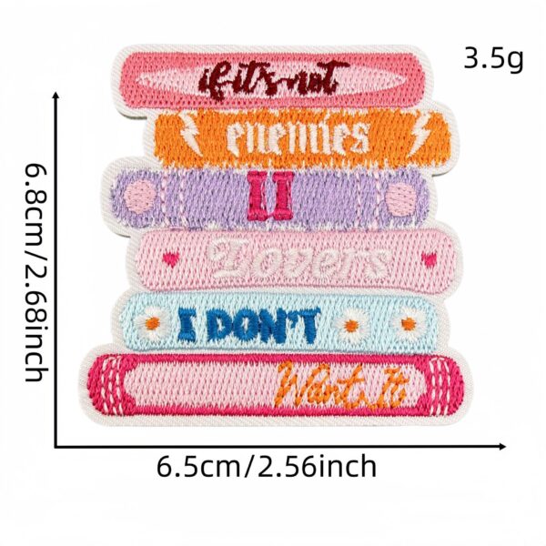 Wholesale 23-Pack Polyester Embroidered Iron-On Book Patches Pink DIY Decorative Stickers for Bags Clothes