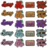 Wholesale Leopard Print English Alphabet Embroidered Patches - Set of 20 Fashion Iron-On Decorative Accessory for Clothing Bags Boutique Gift