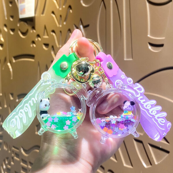 Wholesale Oil Quicksand Alarm Clock Acrylic Keychain Trendy Decorative Bag Charm Car Key Accessory Boutique Gift