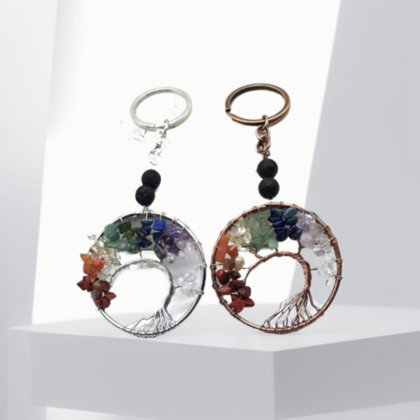oly-6537cd4699c1e7dfa6139cd5b04c830a Wholesale Trendy Colorful Tree of Life Keychain Handmade Volcanic Stone Car Key Accessory Gift