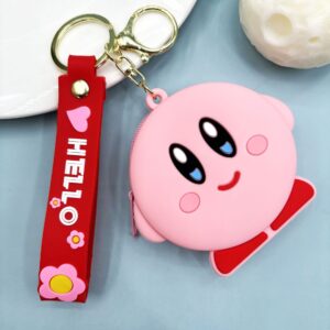 Coin purse-smiling kirby (leather cord)-pink