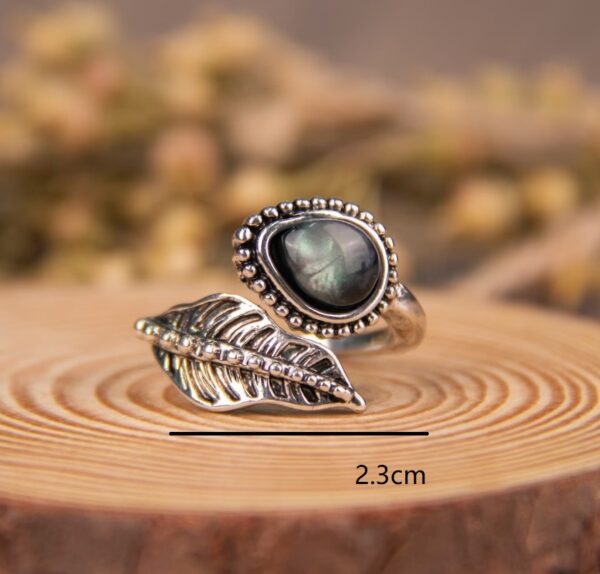 Wholesale Vintage Leaf Ring Adjustable Silver Alloy Ring Fashion Accessory Boutique Resale