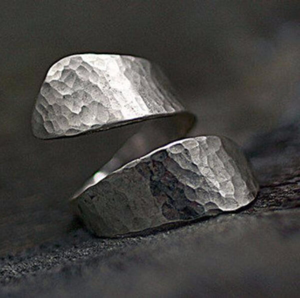 oly-6567b383390d269b68a8206d19835601 Wholesale Retro Style Irregular Texture Adjustable Silver Alloy Ring Jewelry Accessory