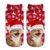 oly-658bff462c7d22c42db65f21864096d2 Wholesale Polyester Cotton Christmas Cat 3D Printed Ankle Socks for Women Everyday Casual Wear