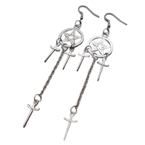 Wholesale Gothic Star Dagger Earrings European Style Metal Jewelry for Everyday Wear