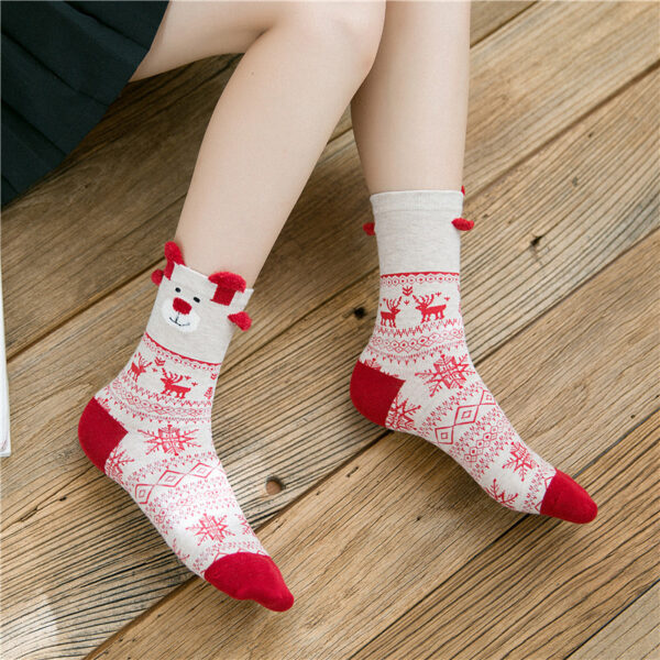 oly-65c61447daa8be8e3db4a75b588a9e23 Wholesale Polyester Cotton Cartoon Christmas Socks Cute Santa Snowflake Reindeer for Women Youth