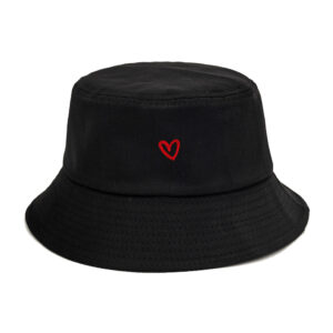 oly-65d3a798f3090c848229ba87e82740e2 Wholesale Chic Heart Embroidery Bucket Hat Cotton Sun Protection Fashion Accessory