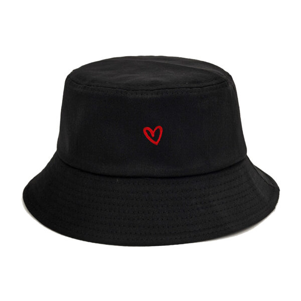 oly-65d3a798f3090c848229ba87e82740e2 Wholesale Chic Heart Embroidery Bucket Hat Cotton Sun Protection Fashion Accessory