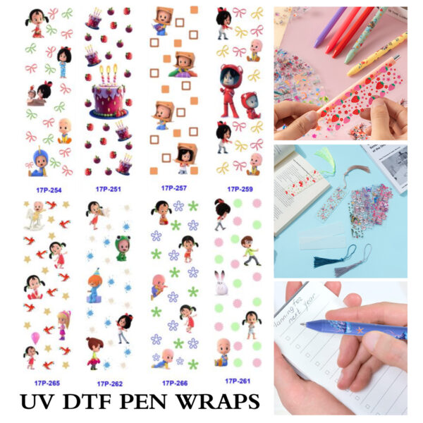 oly-65e77eaa0edad7d928cf10b146c8d160 Wholesale 2/8/16pcs Spring Living Series UV DTF Pen and Bookmark Stickers