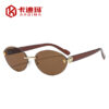 oly-65fb8291d9481cada22100ba0df8205c Wholesale Leopard Head Decor Frameless Oval Sunglasses UV400 Protection Fashion Accessory
