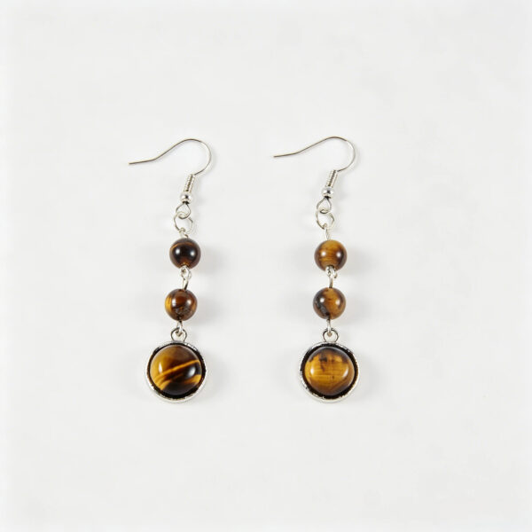 oly-661ffc228bff16bb7a0e486167d898e7 Wholesale Retro Bohemian Tassel Earrings Tiger Eye Stone Zinc Alloy Jewelry Accessory Gift