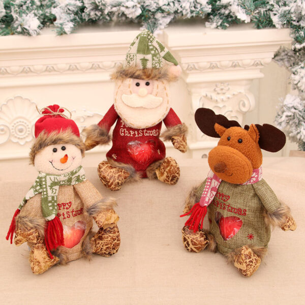 Wholesale Cloth Christmas Gift Bags with Santa Pattern for Party Craft Supply