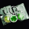 Wholesale Metal Luminous Four Leaf Clover Keychain Crystal Glass Lucky Charm Gift