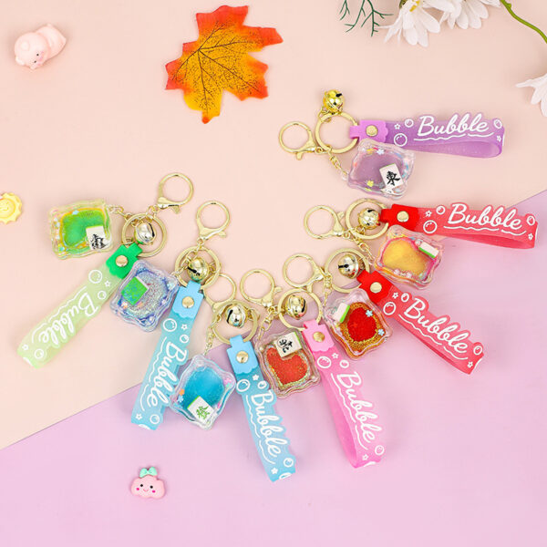 Wholesale Oil Filled Mahjong Keychain, Acrylic Bag Charm, Stylish Gift for Keys and Bags