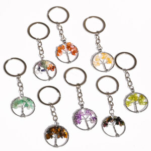 oly-66589f01195c7353e6f5e172633a8593 Wholesale Tree of Life Labradorite Natural Crystal Pendant Keychain Car Key Accessory