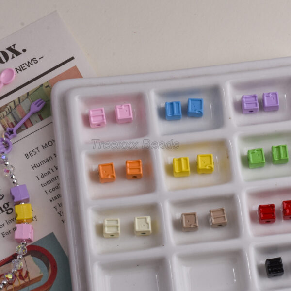 Wholesale Alloy Baking Paint Irregular Square Loose Beads Mixed Colors DIY Craft Supply Fashion Accessory