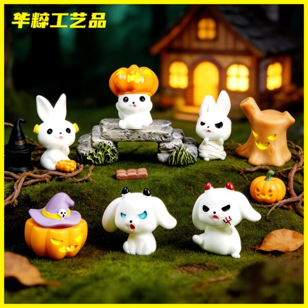 Wholesale Halloween Ghost Bunny Resin Decorative Ornament for Home Decor Gift