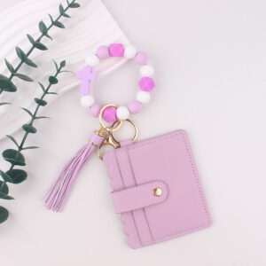 oly-66779a21f336f78c0e50c16ca57eab11 Wholesale Cross Design Silicone Keychain - Pink Charm Key Ring Fashion Accessory Gift
