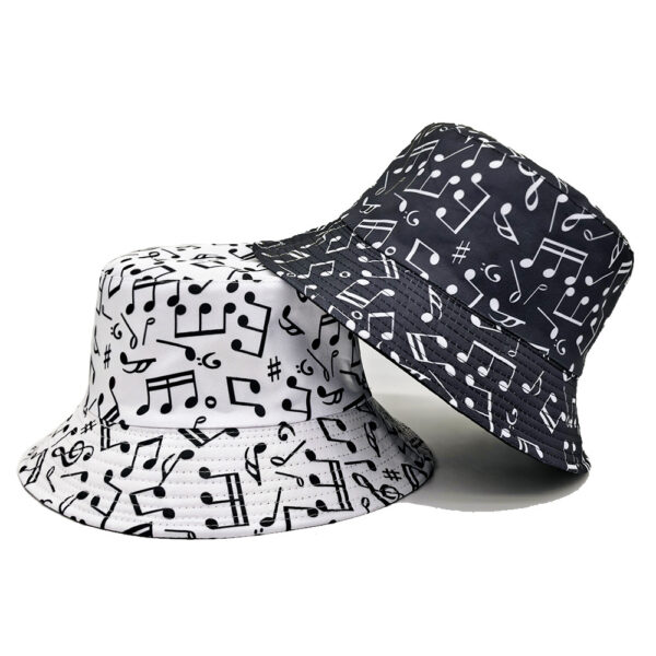 Wholesale Trendy Music Note Bucket Hat Sun Protection Black Fashion Accessory