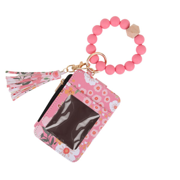 oly-66a0529fce001c6bbbd14d85f88a5894 Wholesale Pastoral Floral Print PU Leather Card Holder Wallet Keychain Trendy Bag Charm Accessory